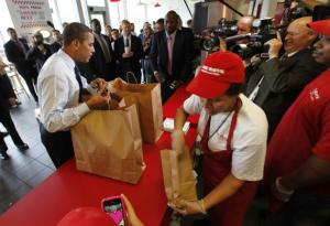 President Obama Picks up Some Burgers For the Crew